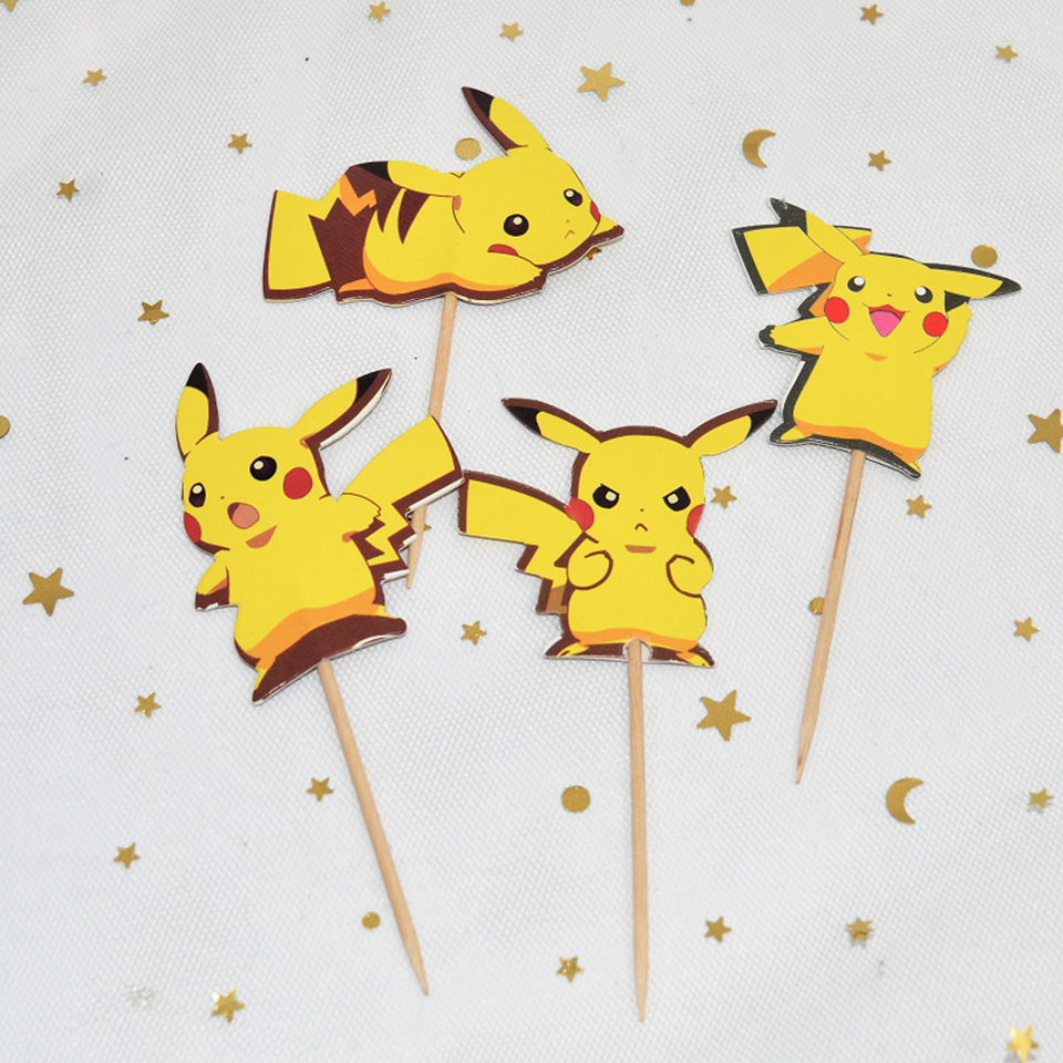 des toppers en papier Pikachu idéals pour décorer gâteaux et biscuits. A utiliser lors d'une fête pour une déco festive et explosive !