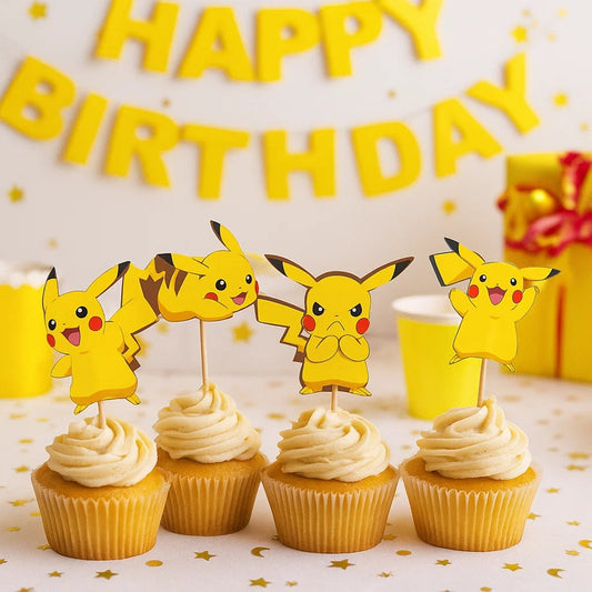 des toppers en papier Pikachu idéals pour décorer gâteaux et biscuits. A utiliser lors d'une fête pour une déco festive et explosive !