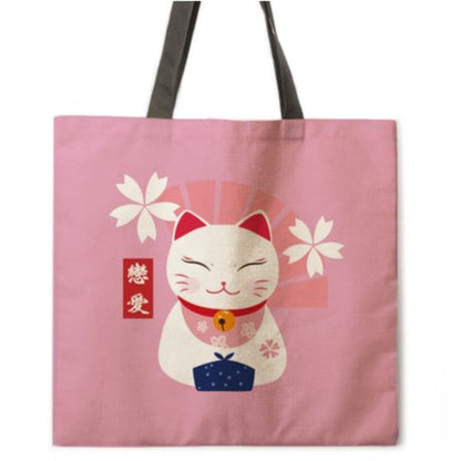 Tote bag maneki neko rose