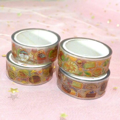 des washi tape sur le thème de la gourmandise : pains, brioches, desserts, glaces, gâteaux... Idéal pour le scrapbooking, ils ajoutent une touche gourmande et colorée à vos projets créatifs.