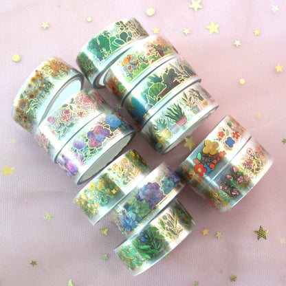 des washi tapes sur le thème des plantes et des fleurs. Idéal pour le scrapbooking, ils apportent une véritable bouffée de nature à vos cartes, carnets etc...