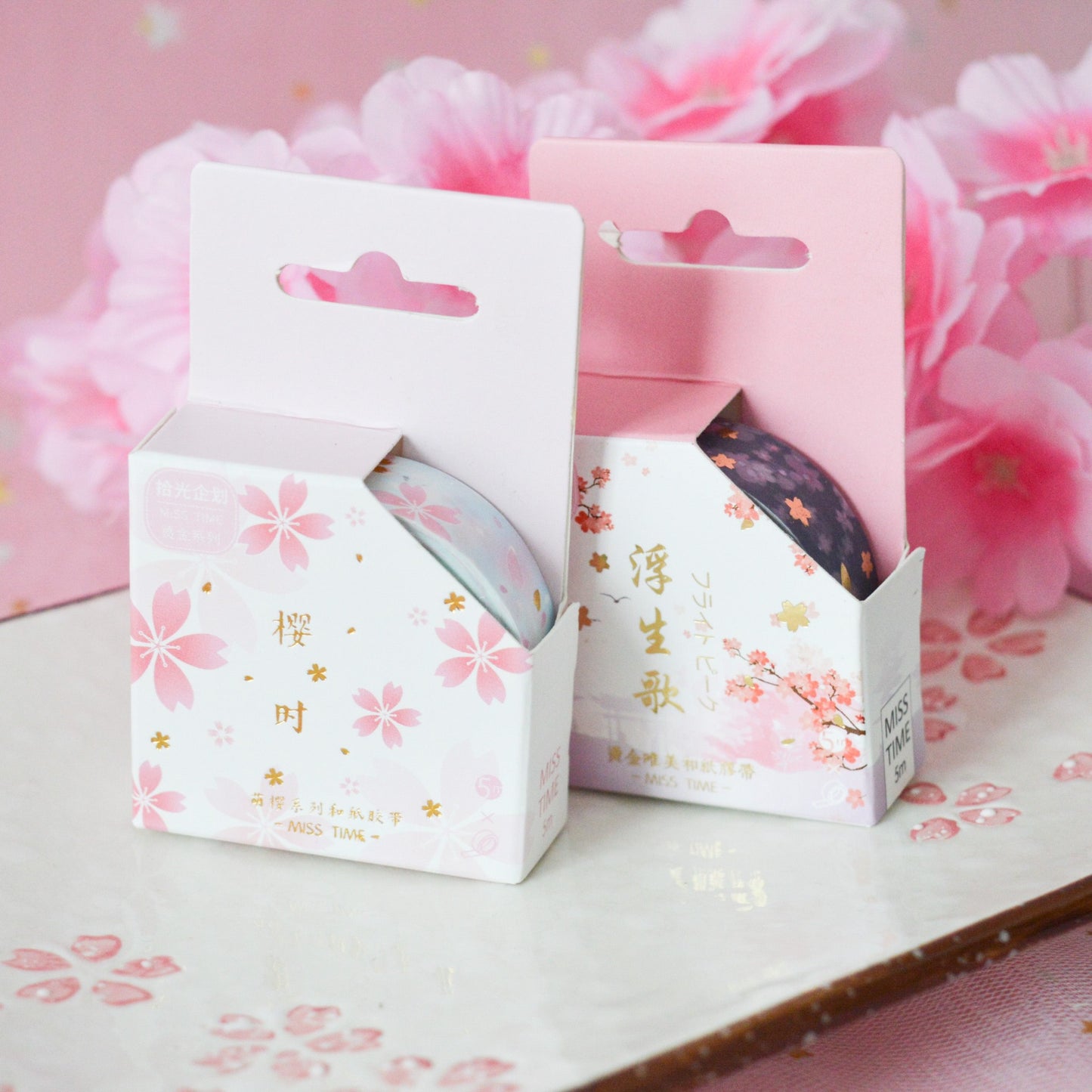 Washi tape doré motif sakura