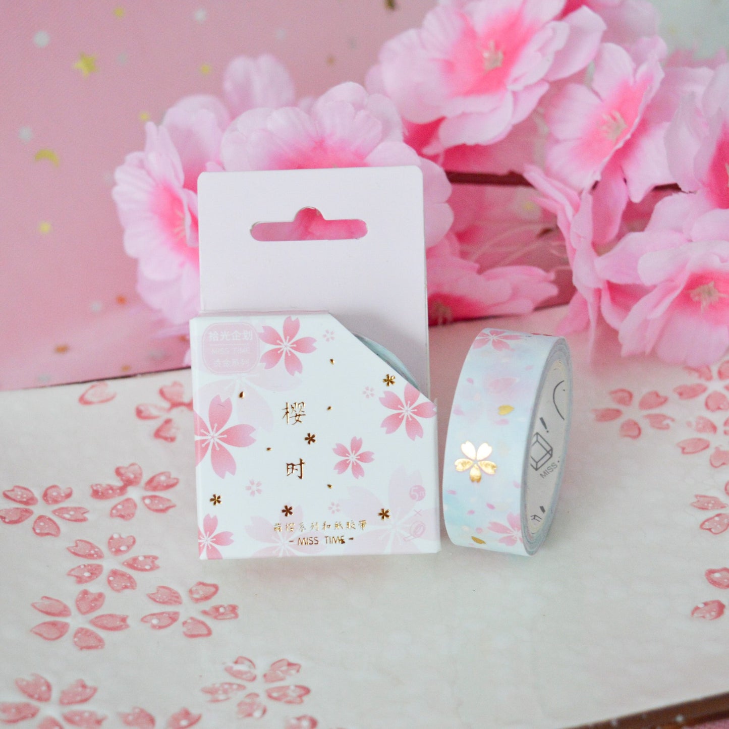 Washi tape doré motif sakura