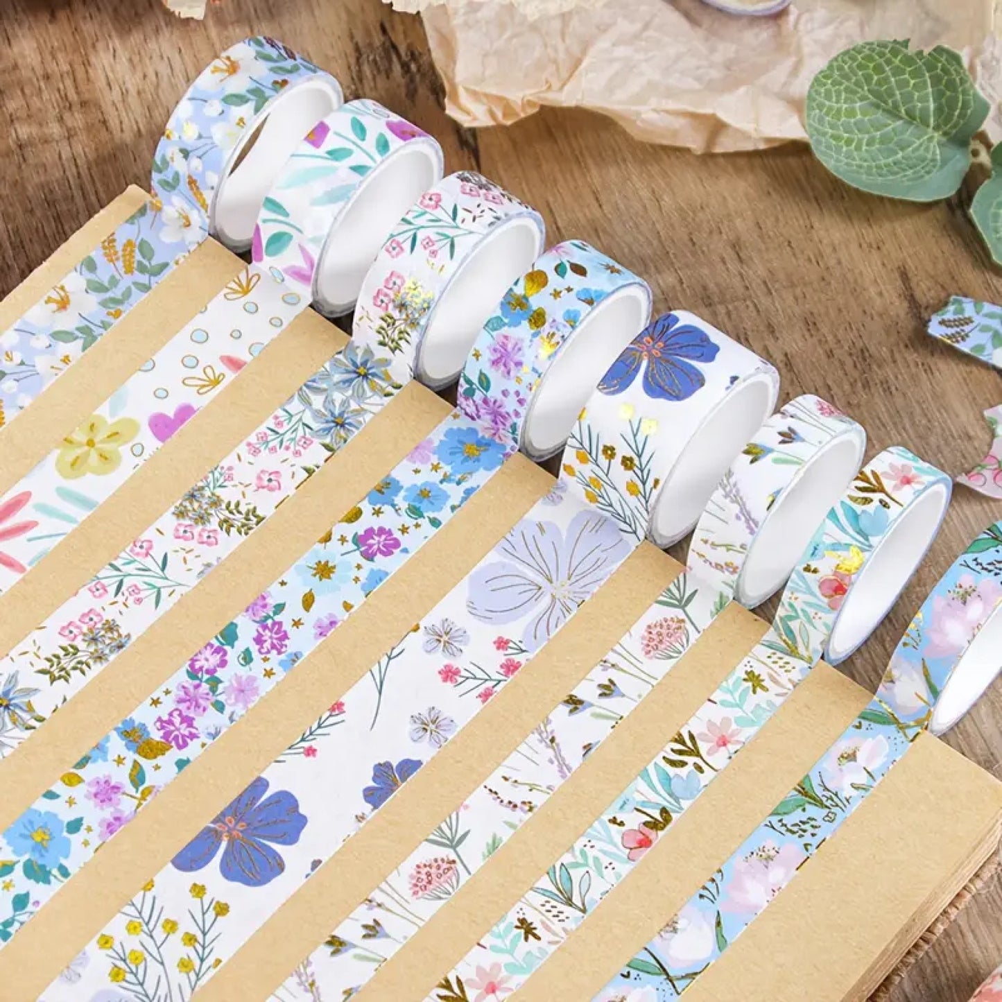 Lot de 2 washi tapes bleus fleuris