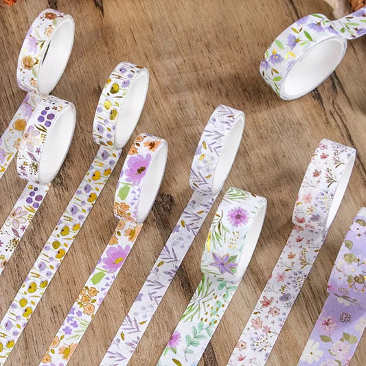 Lot de 2 washi tapes violets fleuris